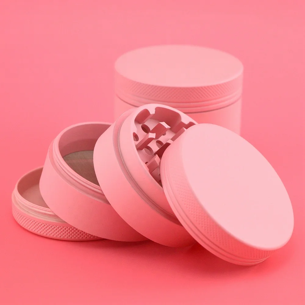 pink tobacco grinder  Neon Herb with Storage Compartment 60mm Crafted with heavy duty zinc alloy designed with 4 pieces and 3 chambers Pink Rhinestone Herb Grinder, Sparkly