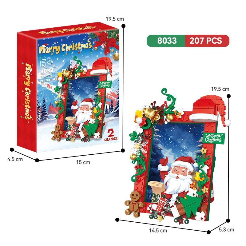 CAYI Christmas Photo Frames Building Block Set Santa Claus Plastic Block Picture Photo Albums 3D Models Assembly Toys Decoration