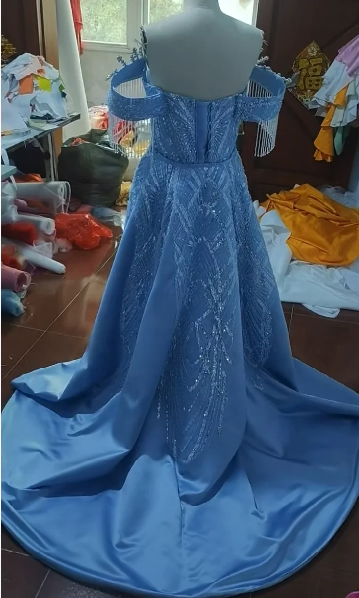 chinese dress ladies Royal Blue Lace Applique Beaded Strapless Wedding Dresses Mermaid Style Bridal  Dress Women Corset Royal Blue/White 12 at Amazon Women's Clothing store
