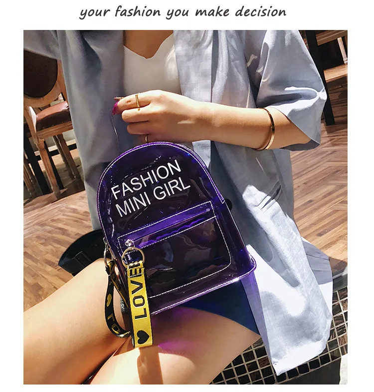 Waterproof PVC Clear Plastic Daily Backpack Mini Teenager Girls Notebook School Bag Fashion Transparent Backpack