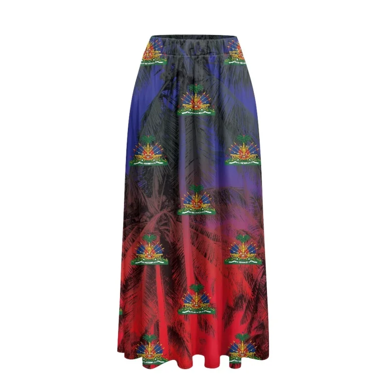 Haiti Style Pattern a Line Women Long Skirt Dropshipping Wholesale in Bulk Graceful Drees Personality Casual Gown for Ladies