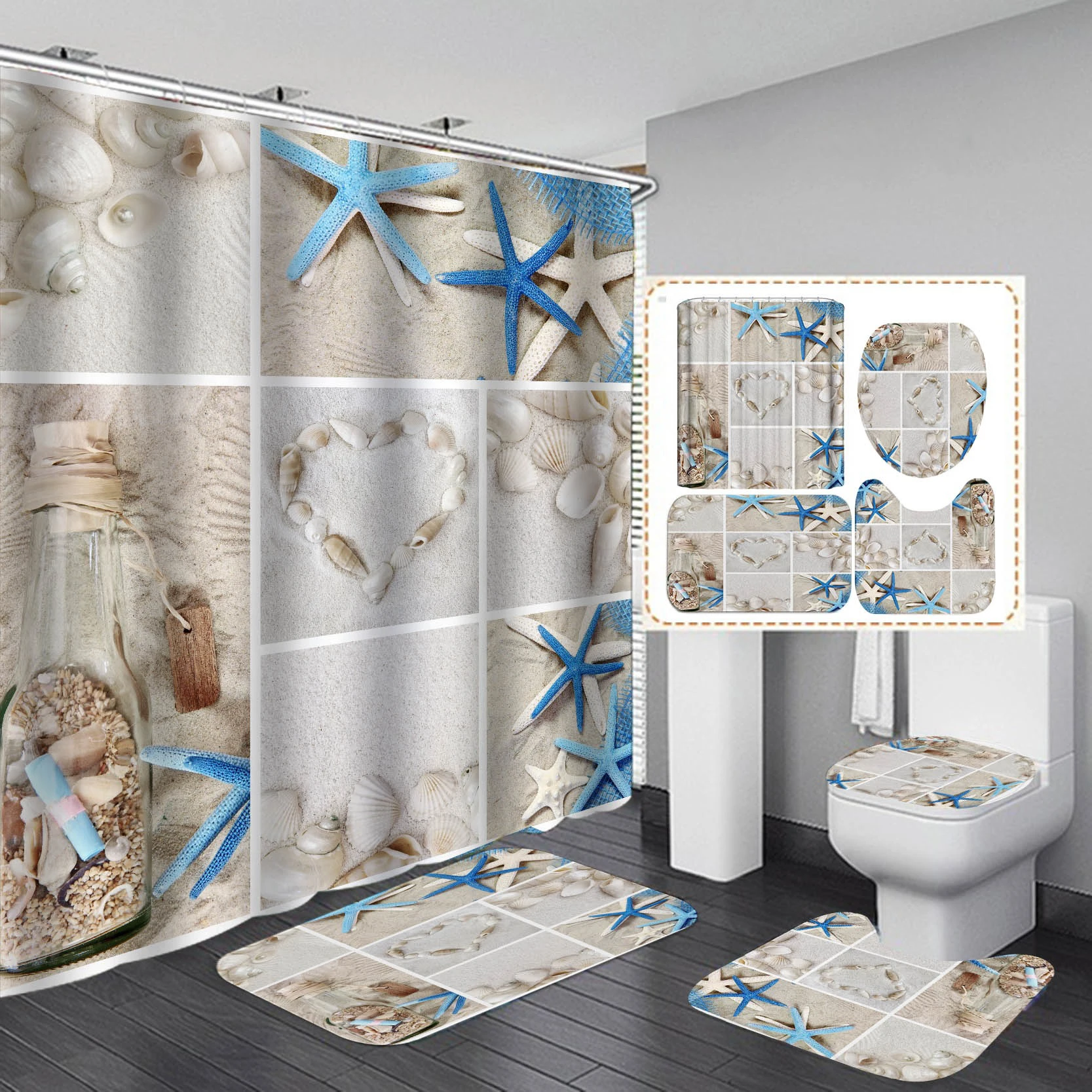Manufacturers Stocked Cheap Waterproof Shower Curtain Set for Bathroom
