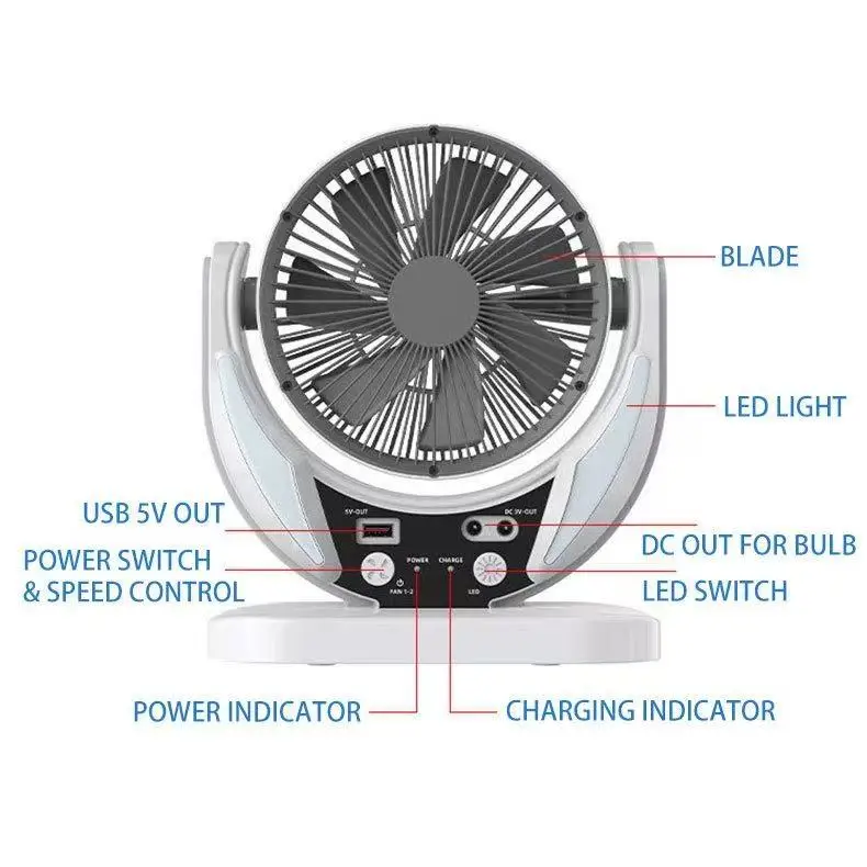 Cooling Rechargeable Standing Fan, Solar, 10W, Plastic - detail 4