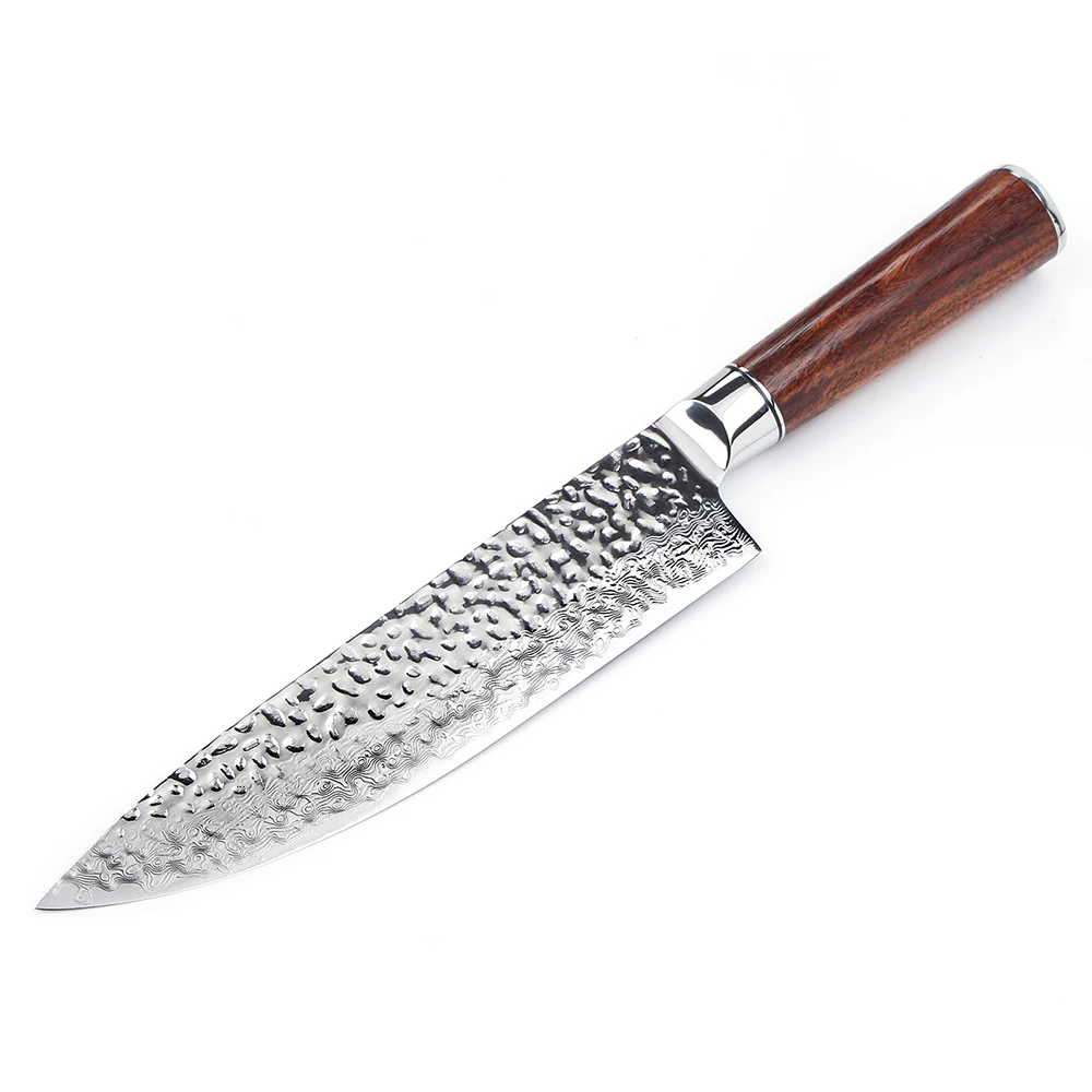 SANMUZUO 8 Chef Knife - Professional Kitchen Knife - Hammered Damascus  Steel & Resin Handle - YAO Series