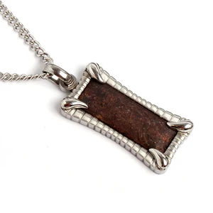 Men's Stainless Steel Fashion Pendant & Charm Elegant Eagle Claw Design with Garnet Gemstone Inlay Bezel Necklace