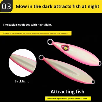 Long Casting Freshwater Casting Butterfly Shape Jig Lure Night Glow Fast Sinking Slow Jigging Simulation Bait Lead 30g 40g – Metal Jig – view 5