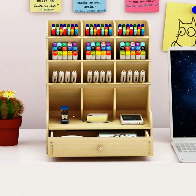 Office Supplies/Desk Organizer Set With Desktop Leather Writing Pad File Paper Tray Magazine Folder Pen Sticky Note Holder