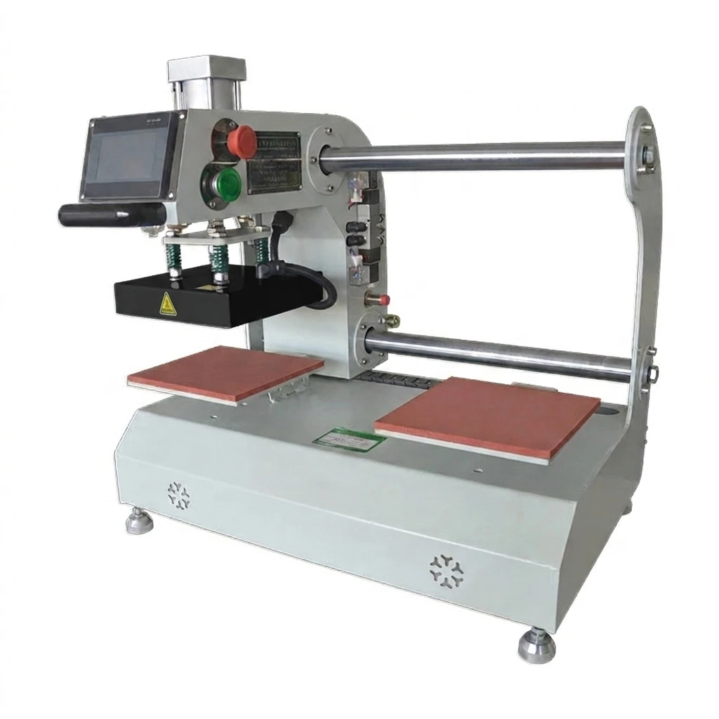 New Full-automatic Sliding Pneumatic Double-station Hot Stamping Heat Press Machine Garment Chest Label T-shirt Collar Printing