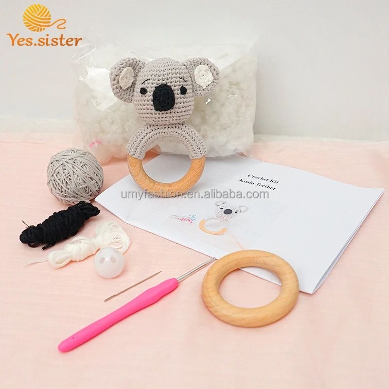 DIY Bear Pattern Cotton Crochet Kit Animal  Hand Knitting Yarn Crochet for Kids