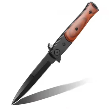 High Hardness Stainless Steel Outdoor Knives Folding Wood Handle Multifunction Camping Hunting EDC Pocket Knife