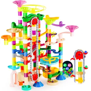 EPT 236pcs Glowing Roll Ball Construction Building Blocks Toy DIY Assemble Marble Run Track Building Blocks Set