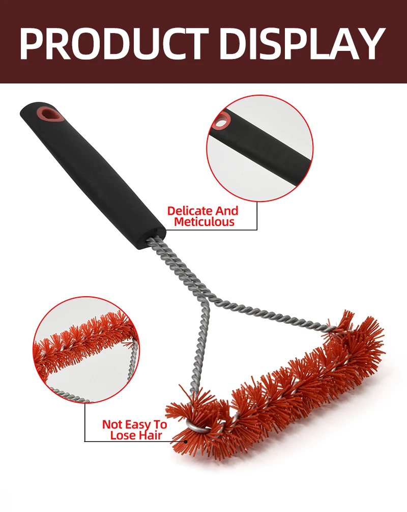 Bbq Brush Stainless Steel Grill Brush Nylon Bristles Bbq Clean Brush