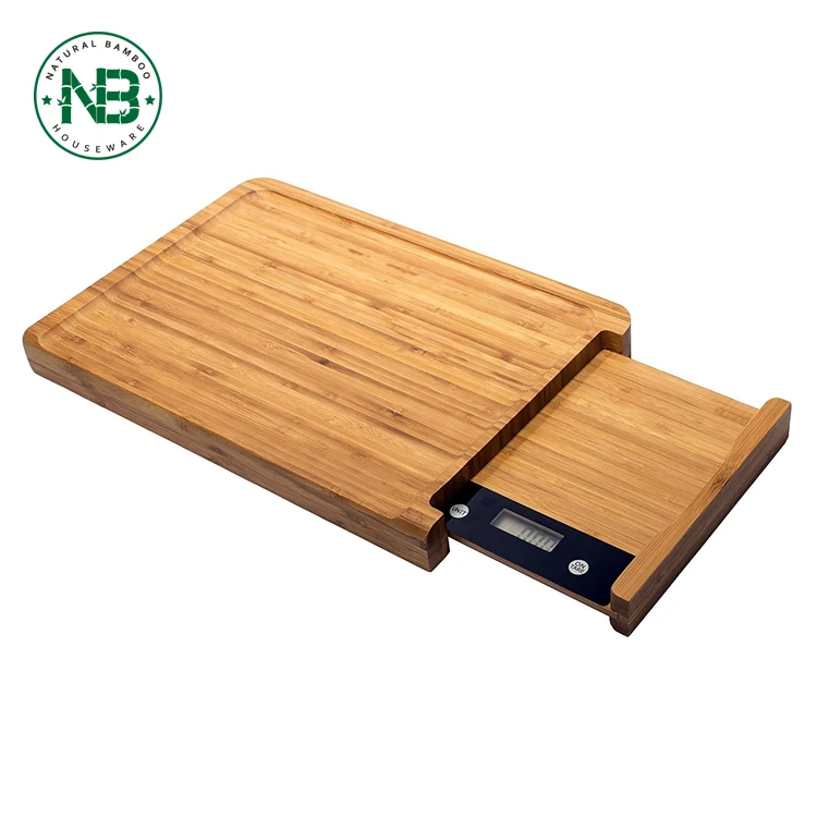Digital Kitchen Scale Food Chopping Board Bamboo Cutting Board with Scale and Storage
