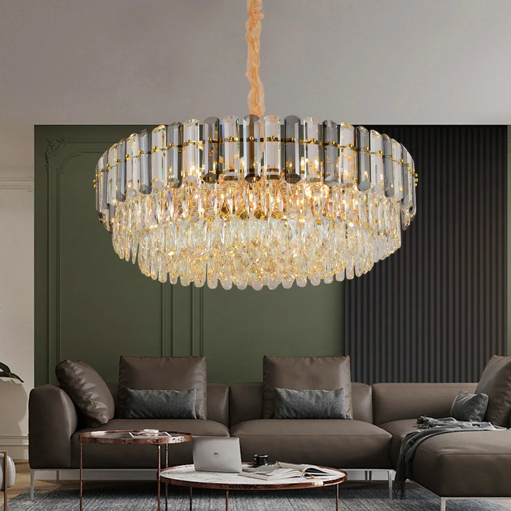 Поставка от поставщика, Современная Высококачественная светодиодная элегантная хрустальная лампа, роскошная хрустальная люстра для гостиной