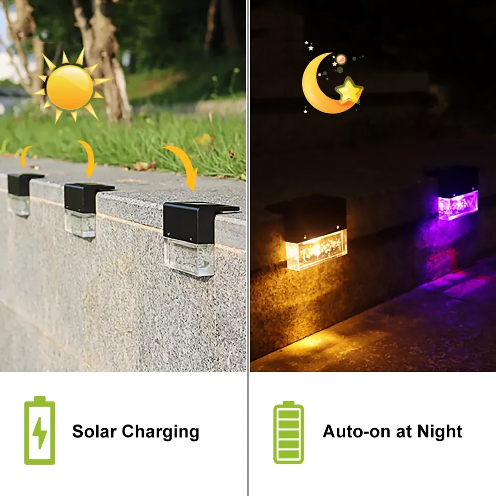 LETMY Solar-Zaunleuchten 8er Set – Wasserdicht IP65, 2 Modi, Helle LED | Für Zaun, Stufen & Hof