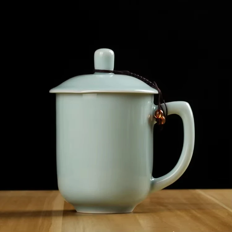 product longquan celadon plum ceramic cup ice cracked design customizable water customized drinking tea cup for hotel office home use-11