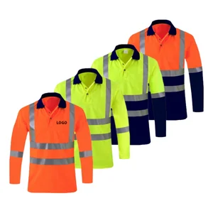 EN20471 Polyester Cotton Custom High Visibility T-shirt Work Wear Men Hi Vis Safety Reflective Clothing Workwear Work Shirt