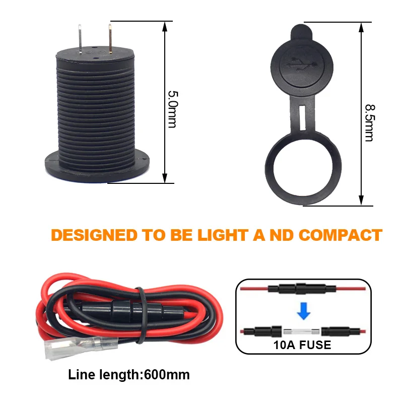Porta USB Doppia Auto 12V/24V Con Ricarica Rapida 3.1A | Presa Impermeabile Con LED Per Camper Moto Barca (Verde) - 2