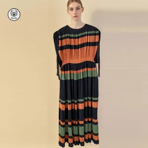 2026 New Crew Collar Sleeveless Ribbon Color Block Summer Apparel Womens Dresses Elegant Casual Sexy Maxi Dresses Eco-Friendly