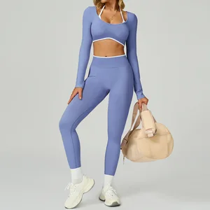 Seamless Curvy High Waisted Ribbed Activewear Running Pilates Trendy Workout Butt Lift Sportswear Yoga Wear Daily Wear Yoga Set