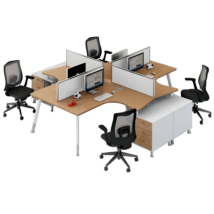 Furnitur stasiun kerja 4 orang, perabot kantor modular modern