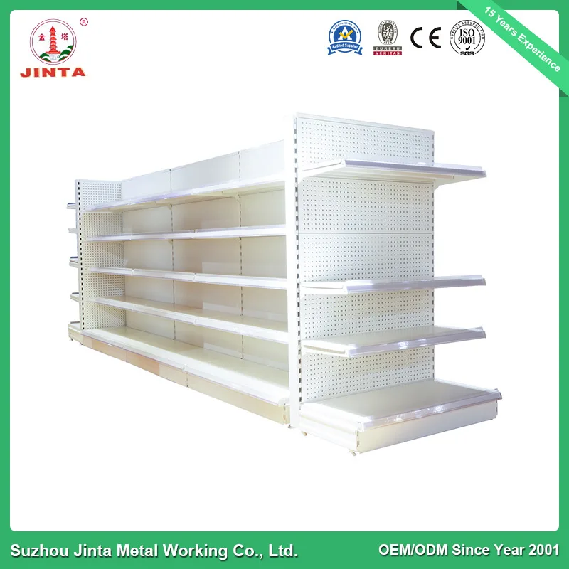 Сверхпрочная металлическая напольная стойка для магазина, гондолы, супермаркета, деревянная полка