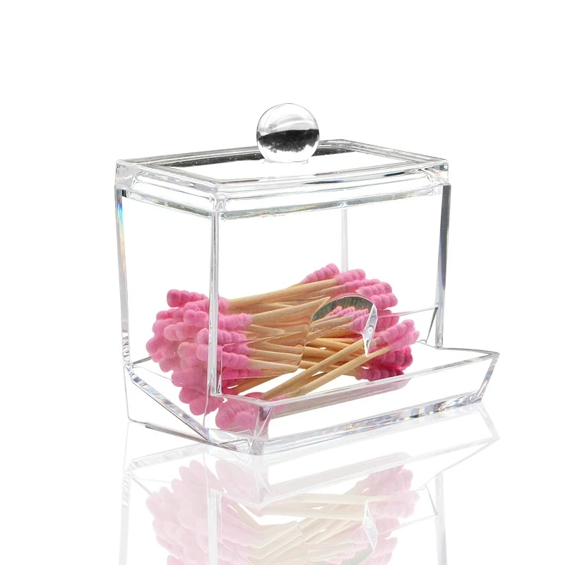 Clear Cotton Swabs Box Cosmetic Cotton Storage Rackr Cosmetic Medical Cotton Bud Swabs Organizer Holder Box