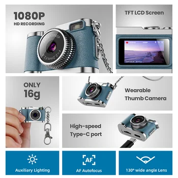Mini Thumb Digital Camera 0.96 Inch Multiple Colors Tiny Ultra Compact CMOS 1080P 200mAh Travel Vlogging Pocket Cam G2 detail image