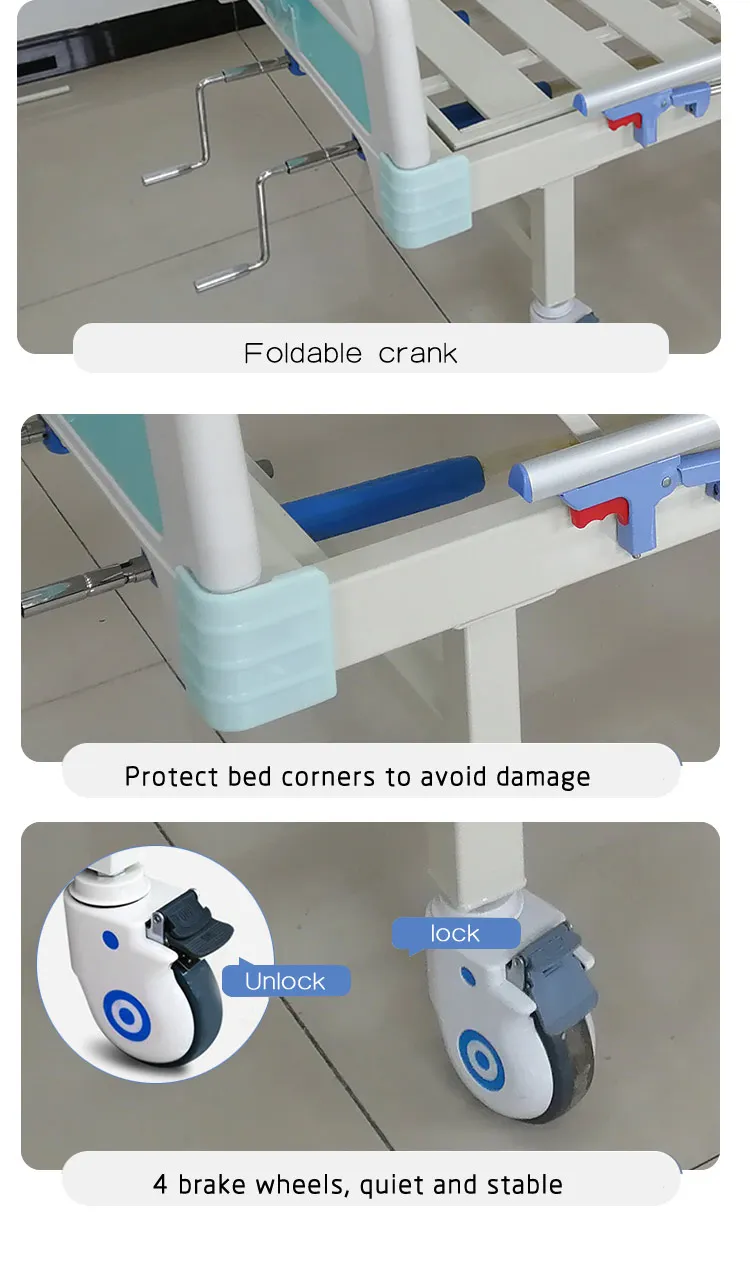 Cheap Price Two Cranks Manual Second Hand Medical Beds For Rent 2 Function Manual Hospital Bed For Patient