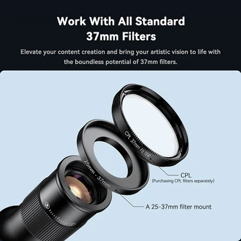 Objectif Smartphone APEXEL 2-en-1 - Téléobjectif 6X + Macro 150mm - Compatible Tous Téléphones