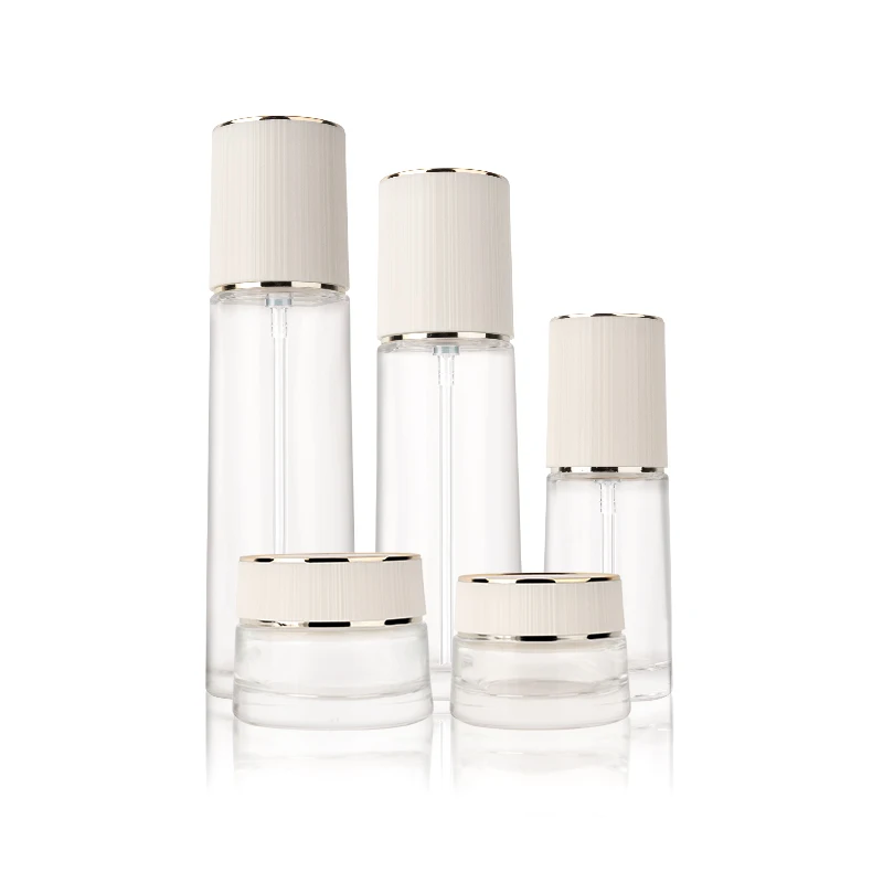 Luxury 1oz 30ml frosted white essential oil serum bottle cosmetic high quality luxury cosmetics glass bottles