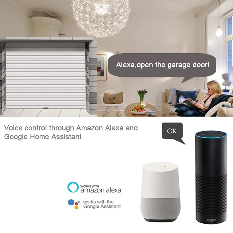 Glomarket Wifi Smart Tuya Alexa Google Home Voice Control Garage Door Opener Remote Rolling Smart Life Electric Switch