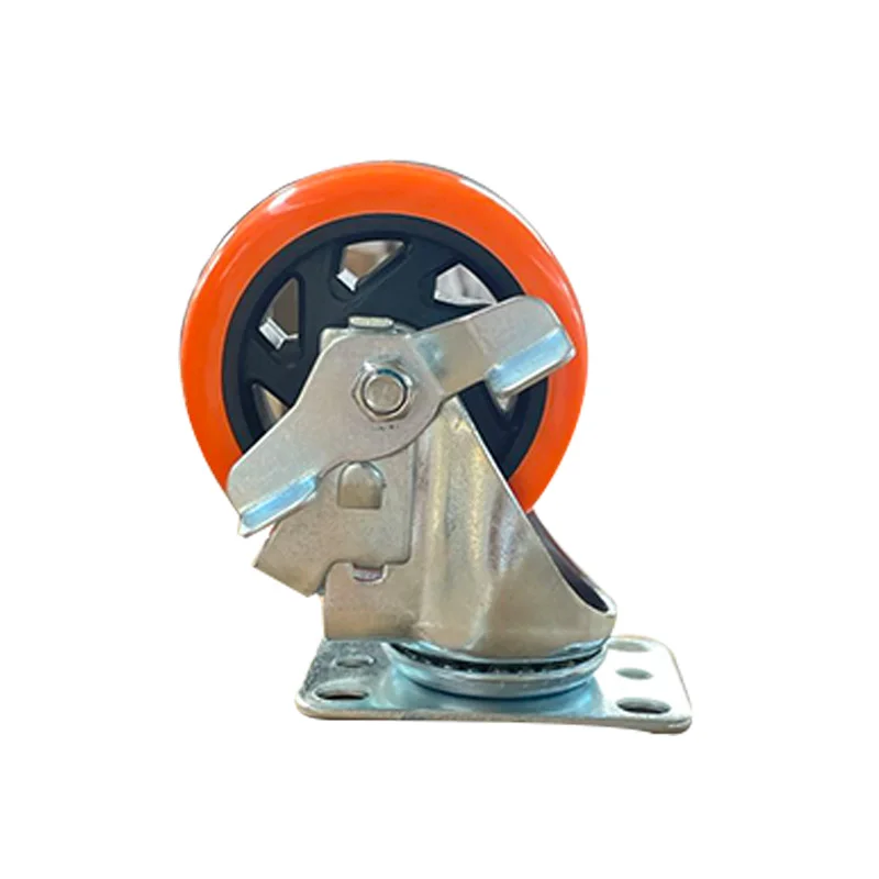 Hot sale orange industrial rigid swivel pu casters wheel 4 inch details