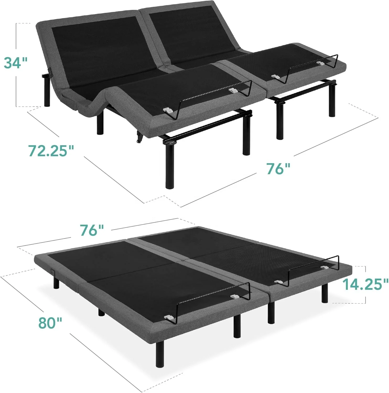 apartment bedroom split king size adjustable metal bed frame-5