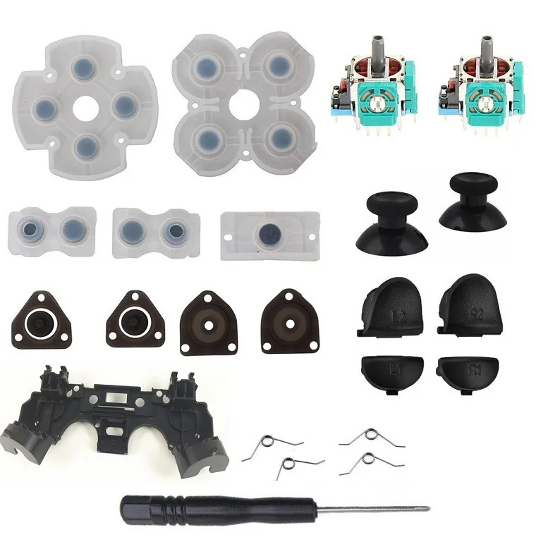 23-Piece for PS4 Controller Disassembly Tool Set Conductive Adhesive Mushroom Head Joystick Spring R1 L1 R2 L2 Game Accessories