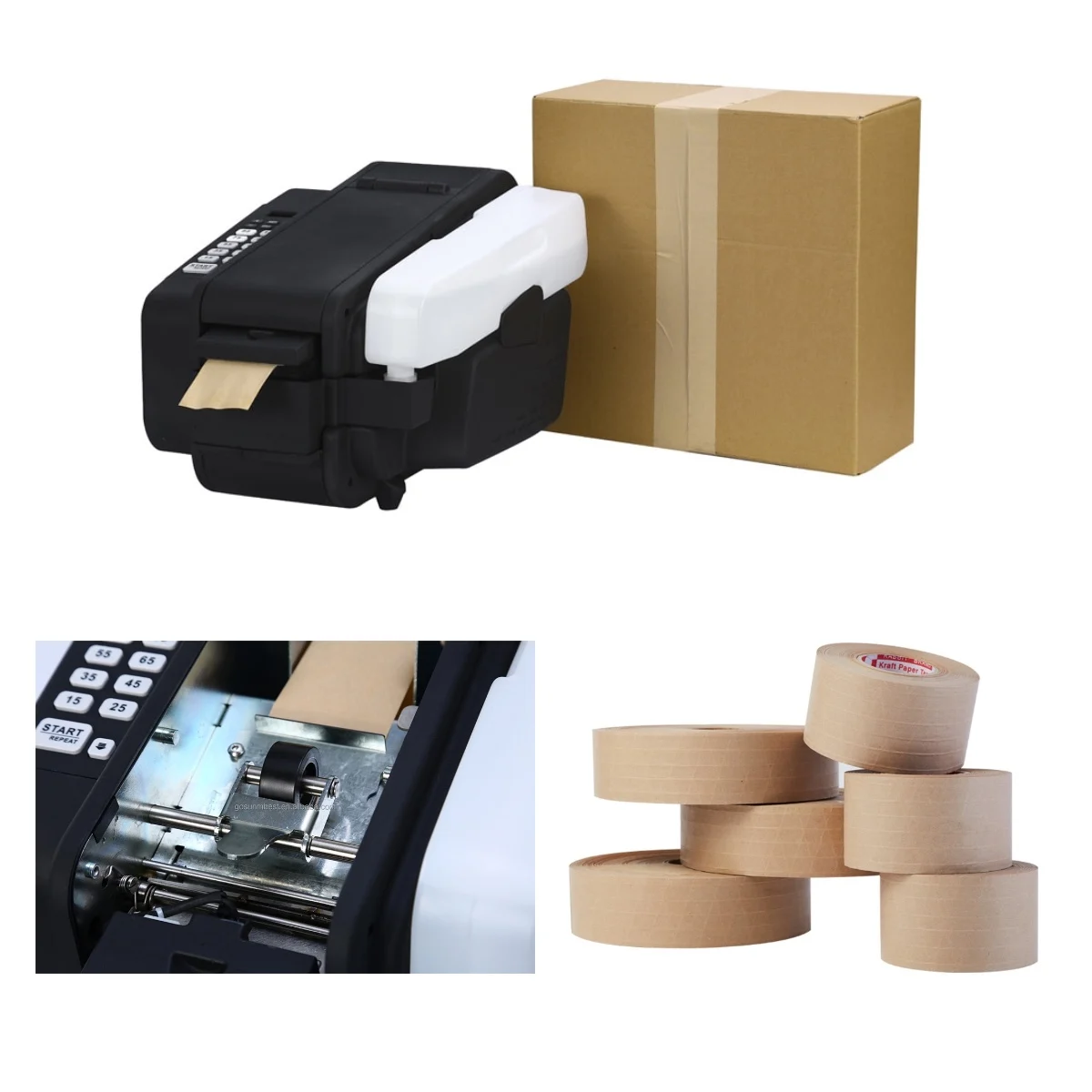 Kraft gummed paper tape machine water activated better pack paper tape dispenser for E commerce carton packing
