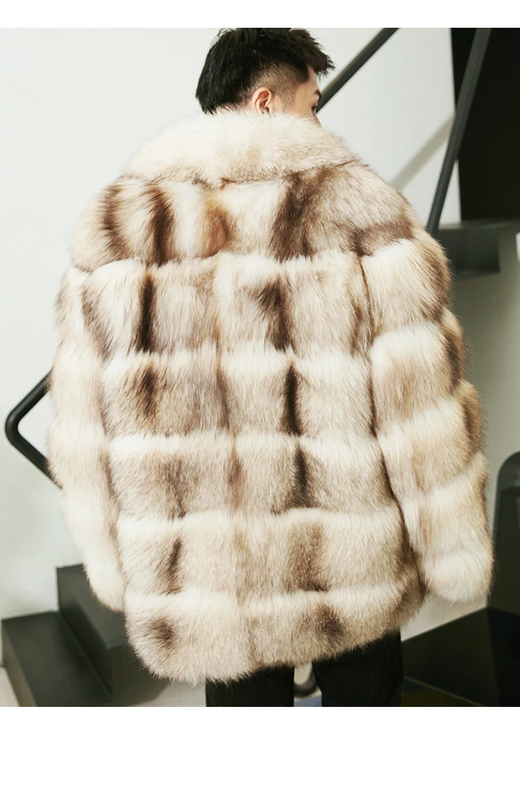 Finland imported SAGA-grade fox fur coat men's 2022 new light luxury hooded fur coat winter