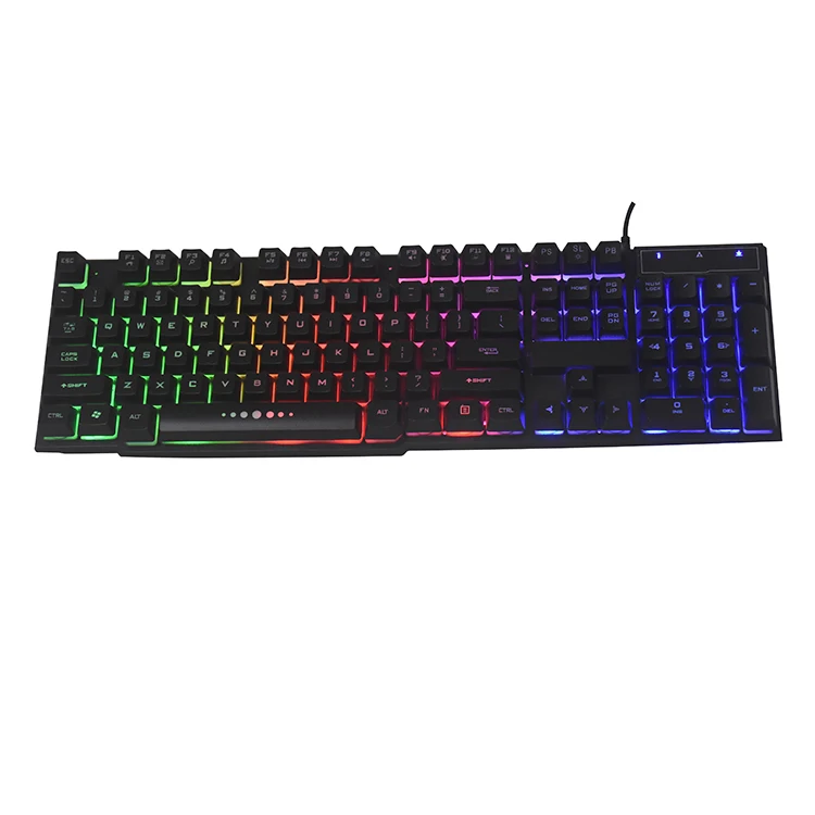 Профессиональная черная Проводная мультимедийная эргономичная светодиодная игровая клавиатура с 104