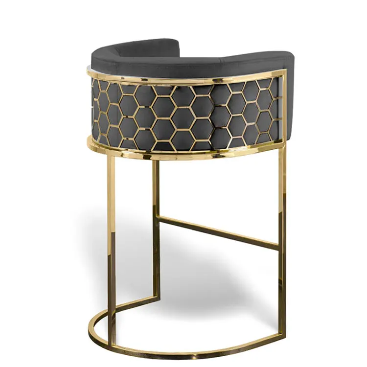 Modern Stainless Steel Frame Upholstered Bar Stool High Chair