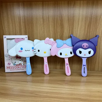 Wholesale Cute Cartoon Handheld Kitty Kuromie Portable Mirror for Girls Sanrioed Hallo Kitty Makeup Mirrors