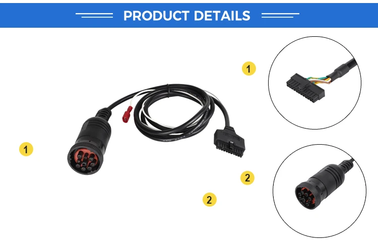 product molex 30 factory 22pin male j1939 9pin male plug connector obd2 obdii code reader eld cable-3