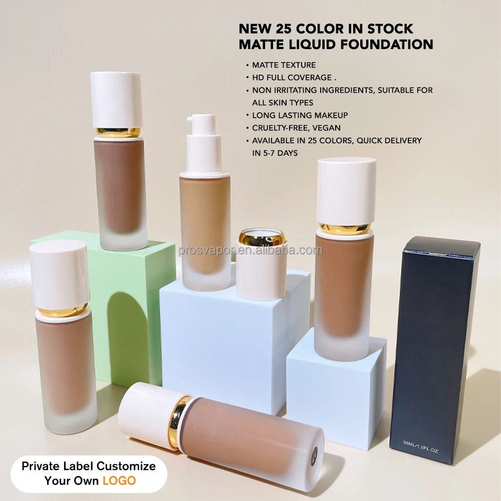 Wholesale Bulk Foundation Makeup 8 Color Liquid Make Up Foundation Light Dark Glass Luxury