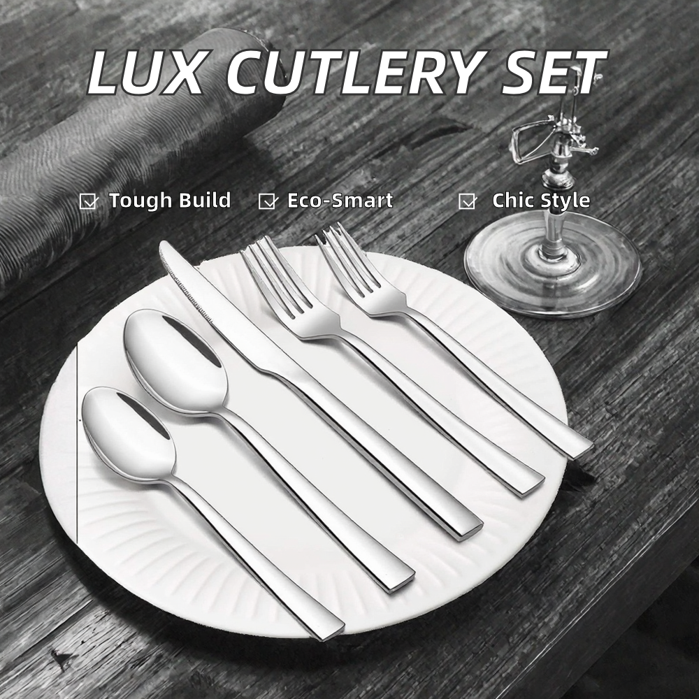 Shouyuan Modern Eco-Friendly Stainless Steel Wedding Cutlery Set High Mirror Polished Flatware Include Fork Knife Spoon-Bulk Set