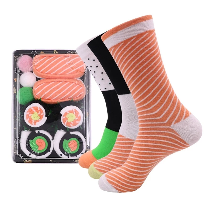 Rainbow Socks - Men's Women's - Sushi Socks Box Salmon Tamago Tuna Maki - 5  Pairs