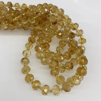 6x8mm Natural Citrine Rose Quartz Crystal Beads Faceted Rondelle Loose Beads For Jewelry Diy Bracelet Necklace Accessories