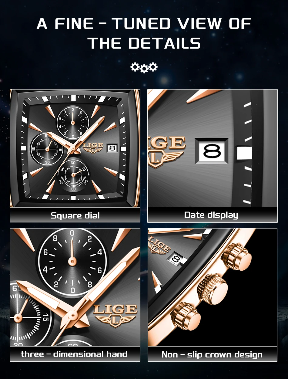 Lige Quartz Chronograph Watch For Men
