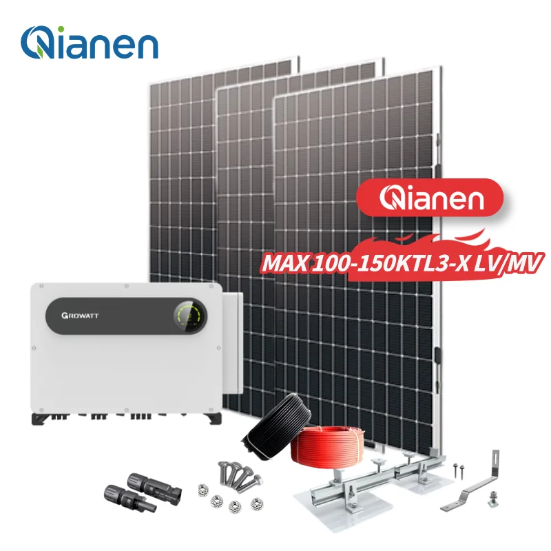QIANEN Sistema Completo de 100-150KW de Silicio Monocristalino y Policristalino con Seguimiento MPPT y Almacenamiento de Energía Solar Comercial para Uso Industrial