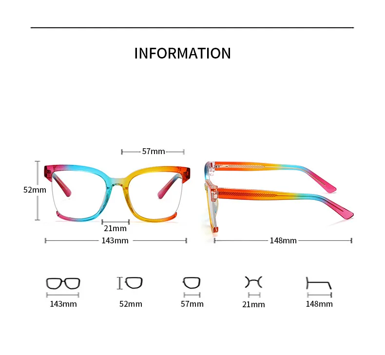 New Arrival Colorful Square Frame Computer Half Frame Reading Glasses