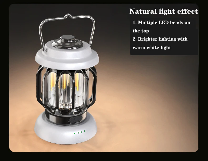 Portable Retro Camping Lantern Hanging Dimmable COB Brightness