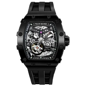 For Tonneau Case MiYOTA Movement Water Resistant Analog Display Silicone Band Fashion Automatic Watches for Men